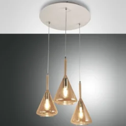 Fabas Luce 3582-47-125 Pendelleuchte Tris 3-flammig amber weiss E27