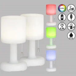 FHL easy 850252 LED Akku Tischleuchte Termoli weiß RGBW 2er Set