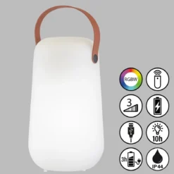 FHL easy 850282 LED Akku Tischleuchte Collgar weiß RGBW dimmbar 26cm