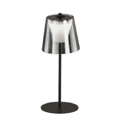 FHL easy 850287 LED Akku Tischleuchte Marbella sandschwarz rauchglas IP44