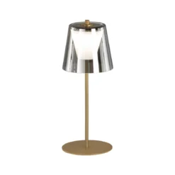 FHL easy 850288 LED Akku Tischleuchte Marbella goldfarben rauchglas IP44