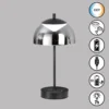 FHL easy 850331 LED Akku Tischleuchte Riva sandschwarz Glas rauchfarben CCT