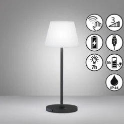 FHL easy 850334 LED Akku Tischleuchte Flus schwarz dimmbar