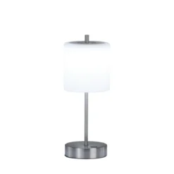 FHL easy 850348 LED Akku Tischleuchte Riva nickelfarben Glas opal matt CCT