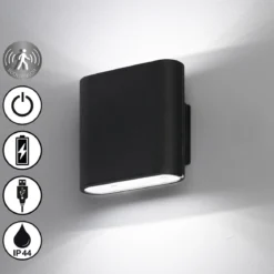 FHL easy 830043 LED Akku Wandleuchte Magnetics schwarz IP44 Bewegungsmelder