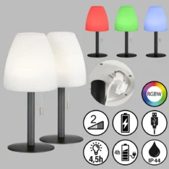 FHL easy 850247 LED Tischleuchte Fiumara anthrazit weiß RGBW 2er Set