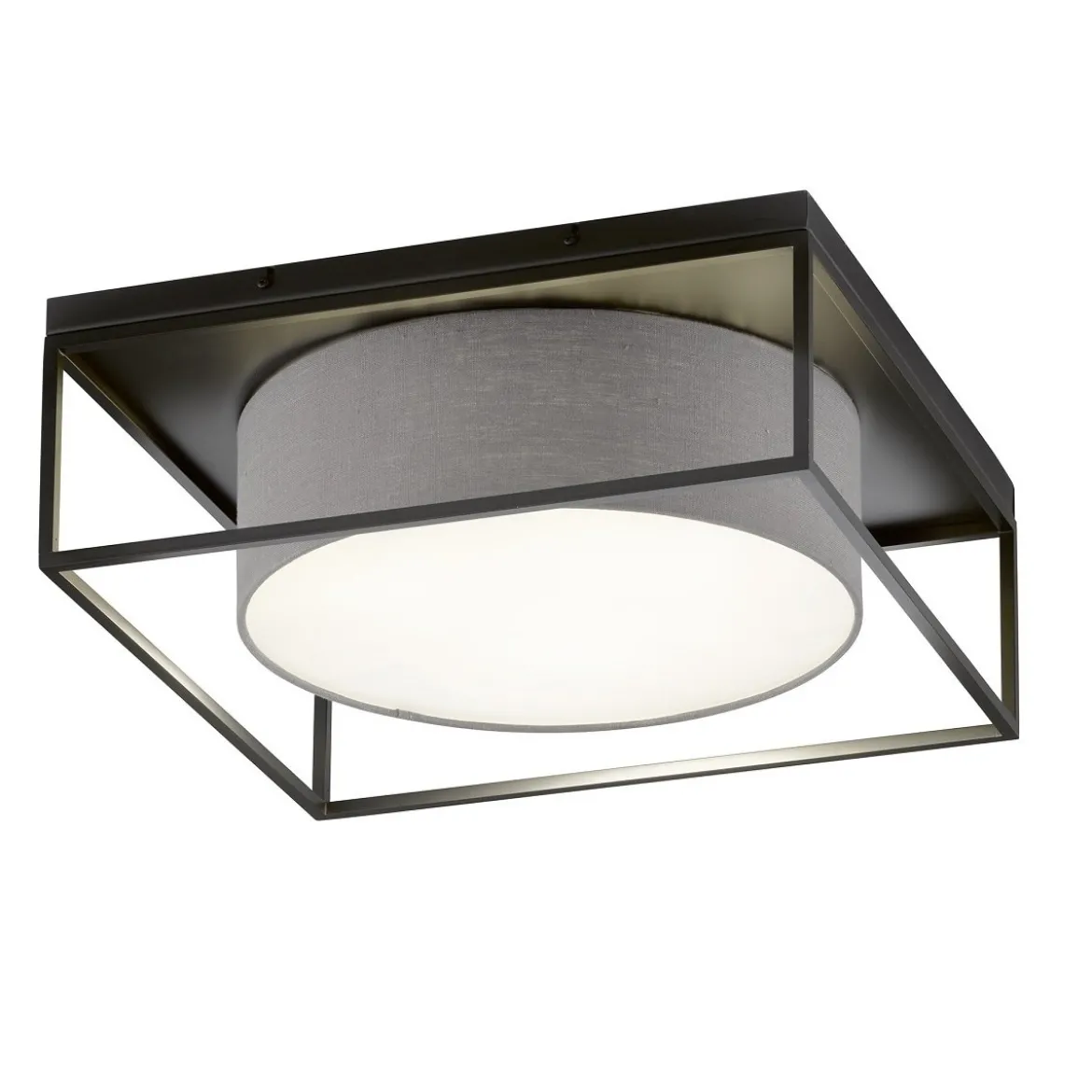 Fischer & Honsel 21328 Deckenleuchte Carre sandschwarz Leinen grau 50cm