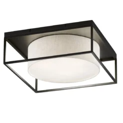 Fischer & Honsel 21331 Deckenleuchte Carre sandschwarz sandfarben Leinen 70cm