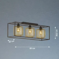 Fischer & Honsel 21357 Deckenleuchte Caydo 3-flammig schwarz goldfarben E27