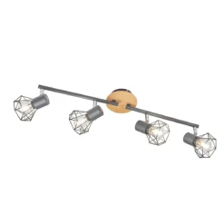 Fischer & Honsel 21386 Deckenstrahler Ran 4-flammig grau eicheoptik hell E14