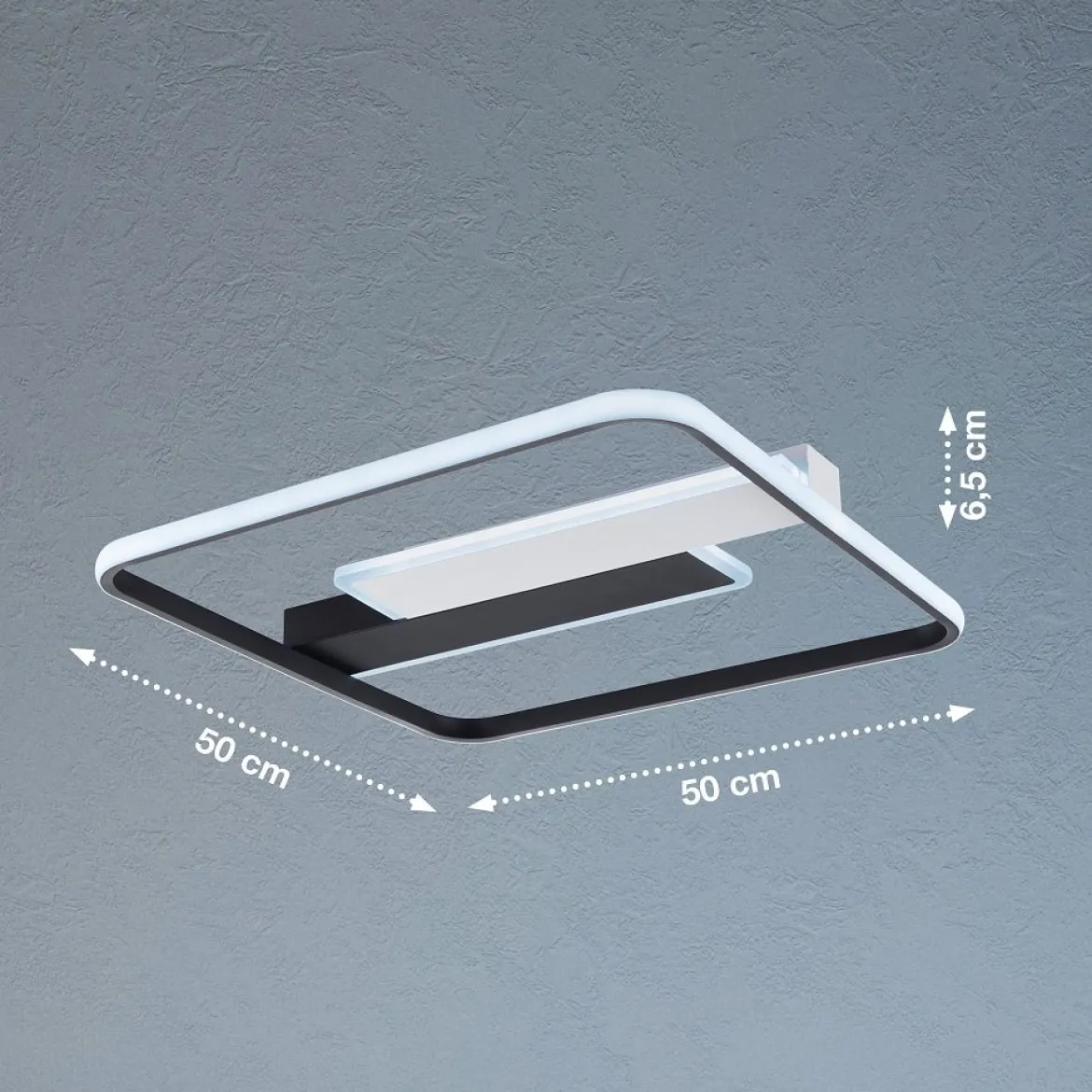 Fischer & Honsel 21310 LED Deckenleuchte Blithe weiß schwarz 50x50cm