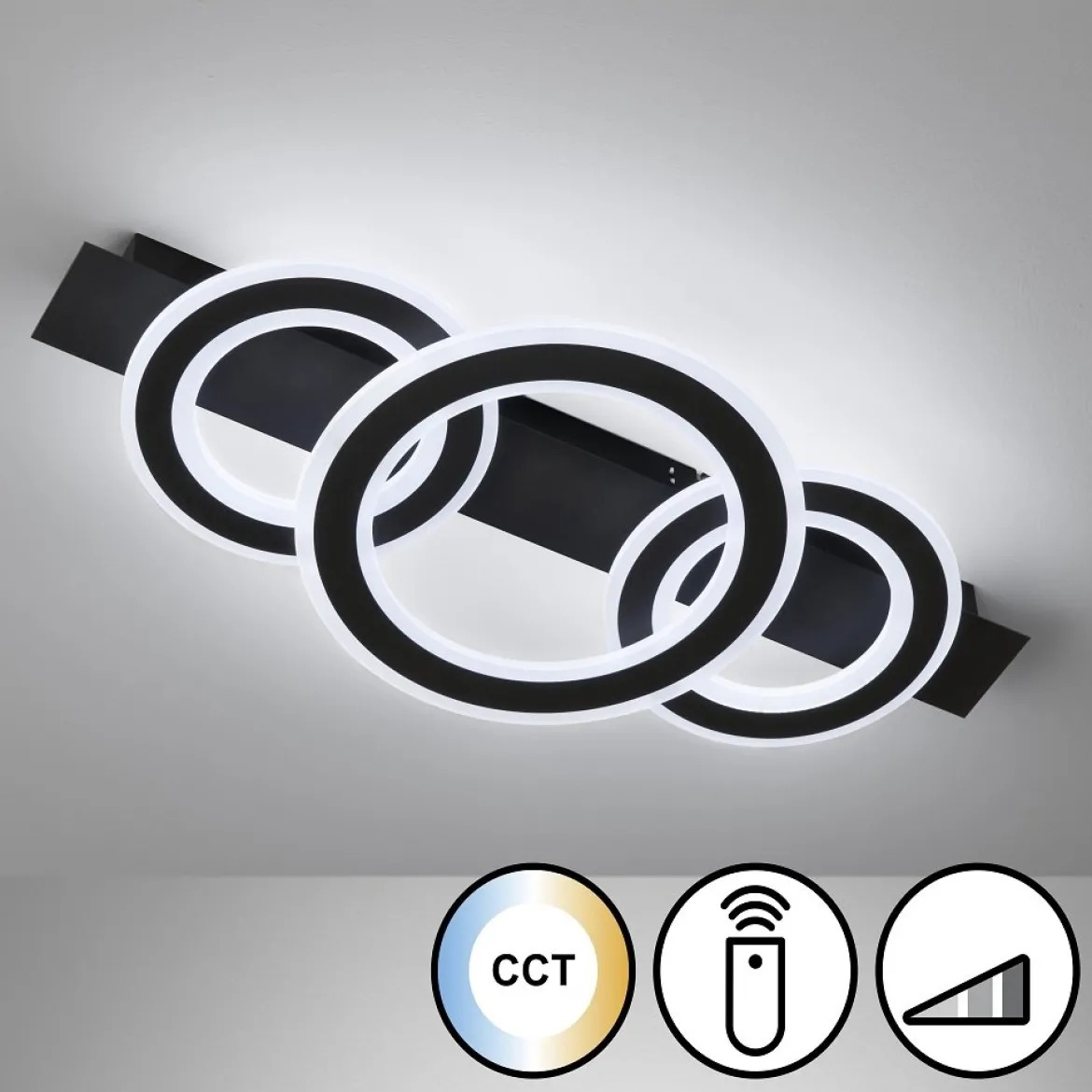Fischer & Honsel 21434 LED Deckenleuchte Circle sandschwarz CCT 77cm