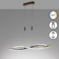 Fischer & Honsel 61018 LED Pendelleuchte Torcido sandschwarz blattgoldfarben CCT
