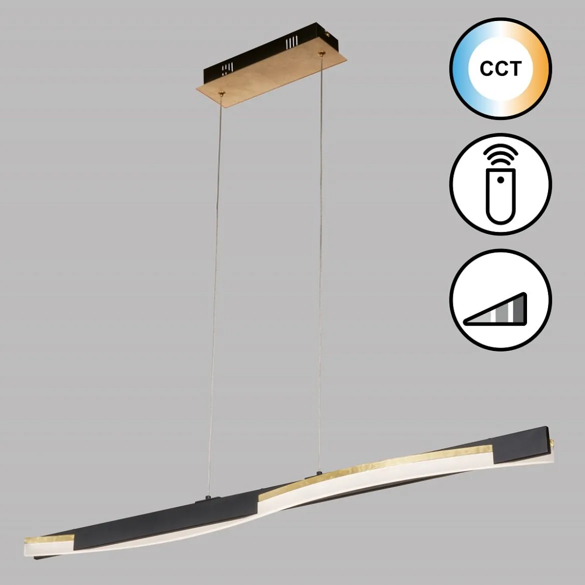 Fischer & Honsel 61038 LED Pendelleuchte Bridge sandschwarz goldfarben CCT