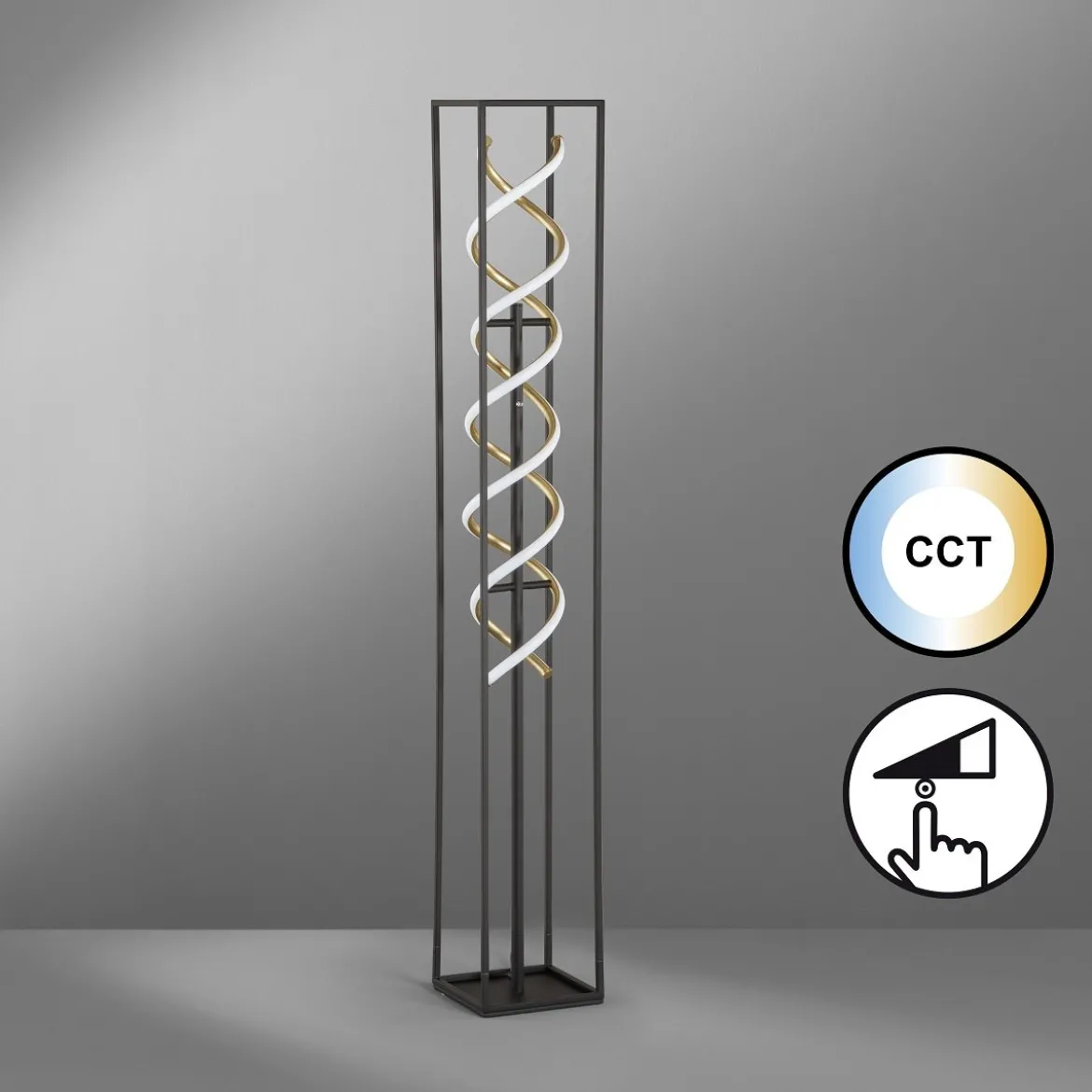 Fischer & Honsel 40495 LED Stehleuchte Gian sandschwarz blattgoldfarben CCT