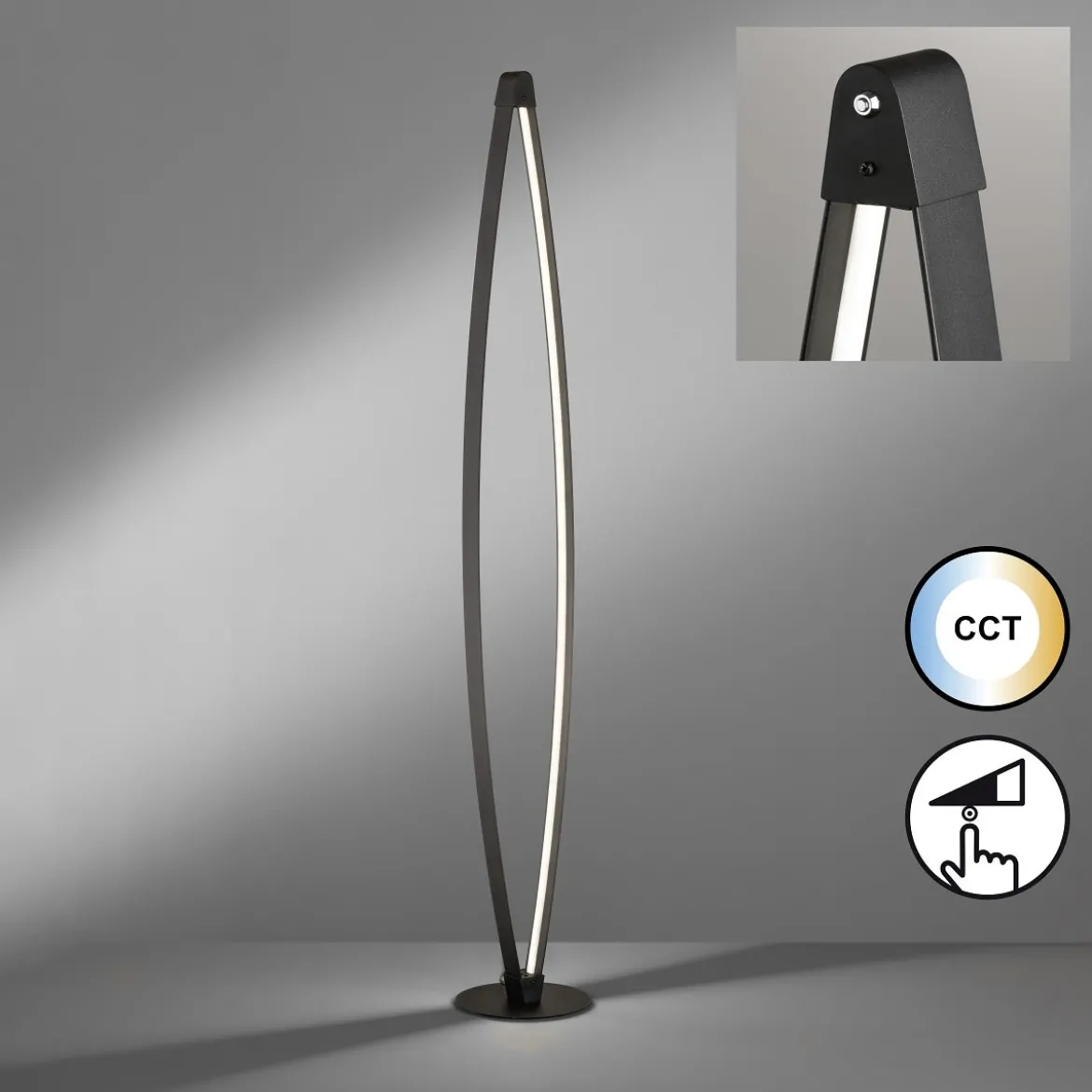 Fischer & Honsel 40503 LED Stehleuchte Fenga sandschwarz CCT dimmbar