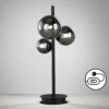 Fischer & Honsel 50665 LED Tischleuchte Bala 3-flammig sandschwarz Rauchglas