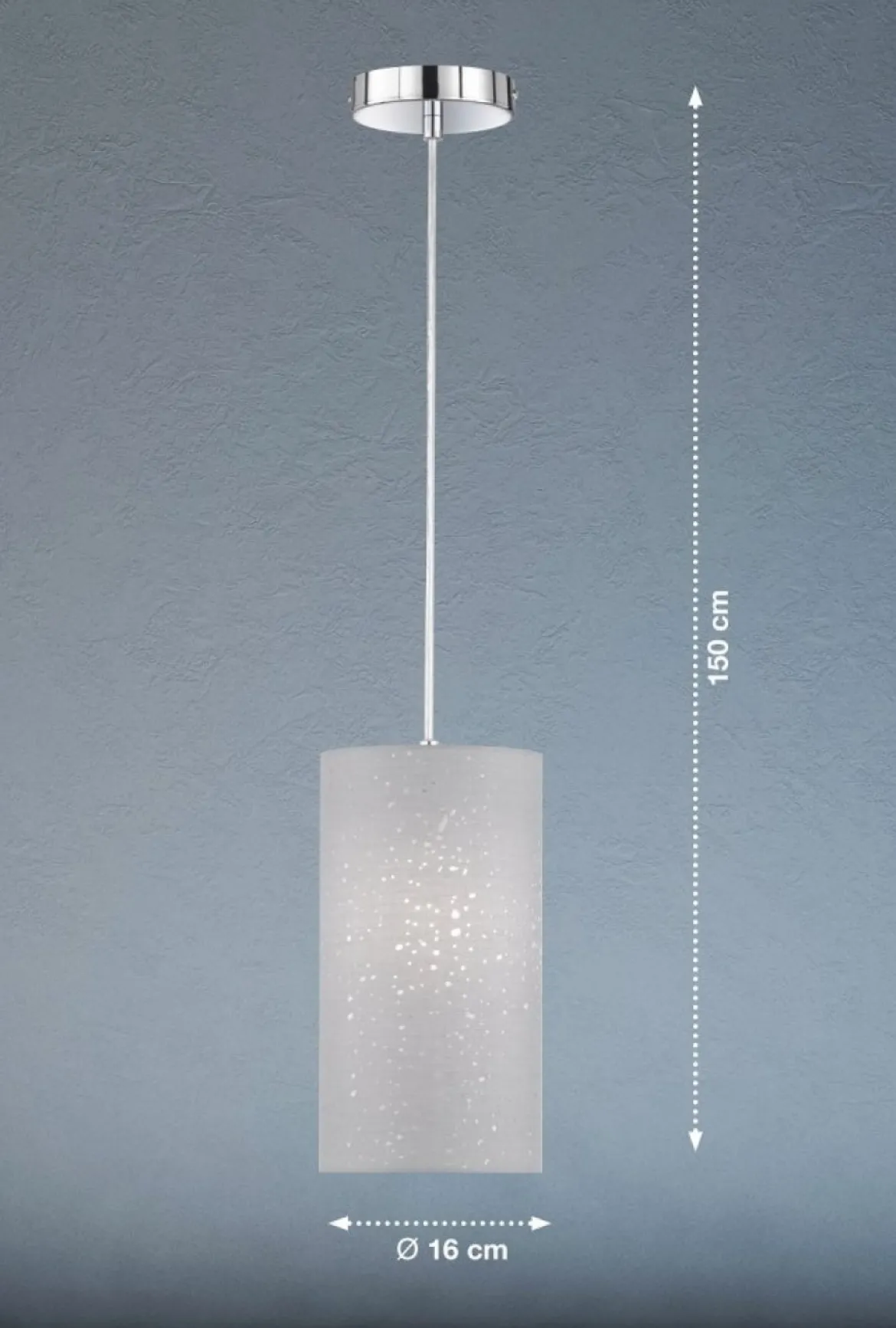 Fischer & Honsel 60577 Pendelleuchte Thor 1-flammig Chrom Grau E27