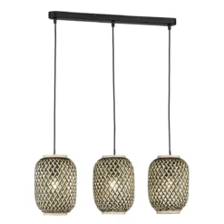 Fischer & Honsel 60706 Pendelleuchte Hummel 3-flammig schwarz natur E27