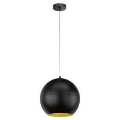 Fischer & Honsel 60763 Pendelleuchte Mylon rund Schwarz Gold E27 30cm