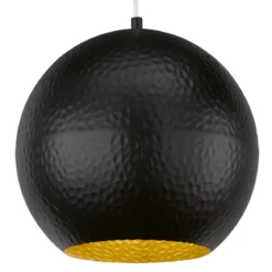 Fischer & Honsel 60763 Pendelleuchte Mylon rund Schwarz Gold E27 30cm
