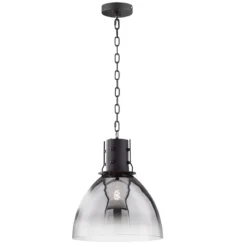 Fischer & Honsel 60802 Pendelleuchte Londo schwarz Glas rauchfarben klar 30cm