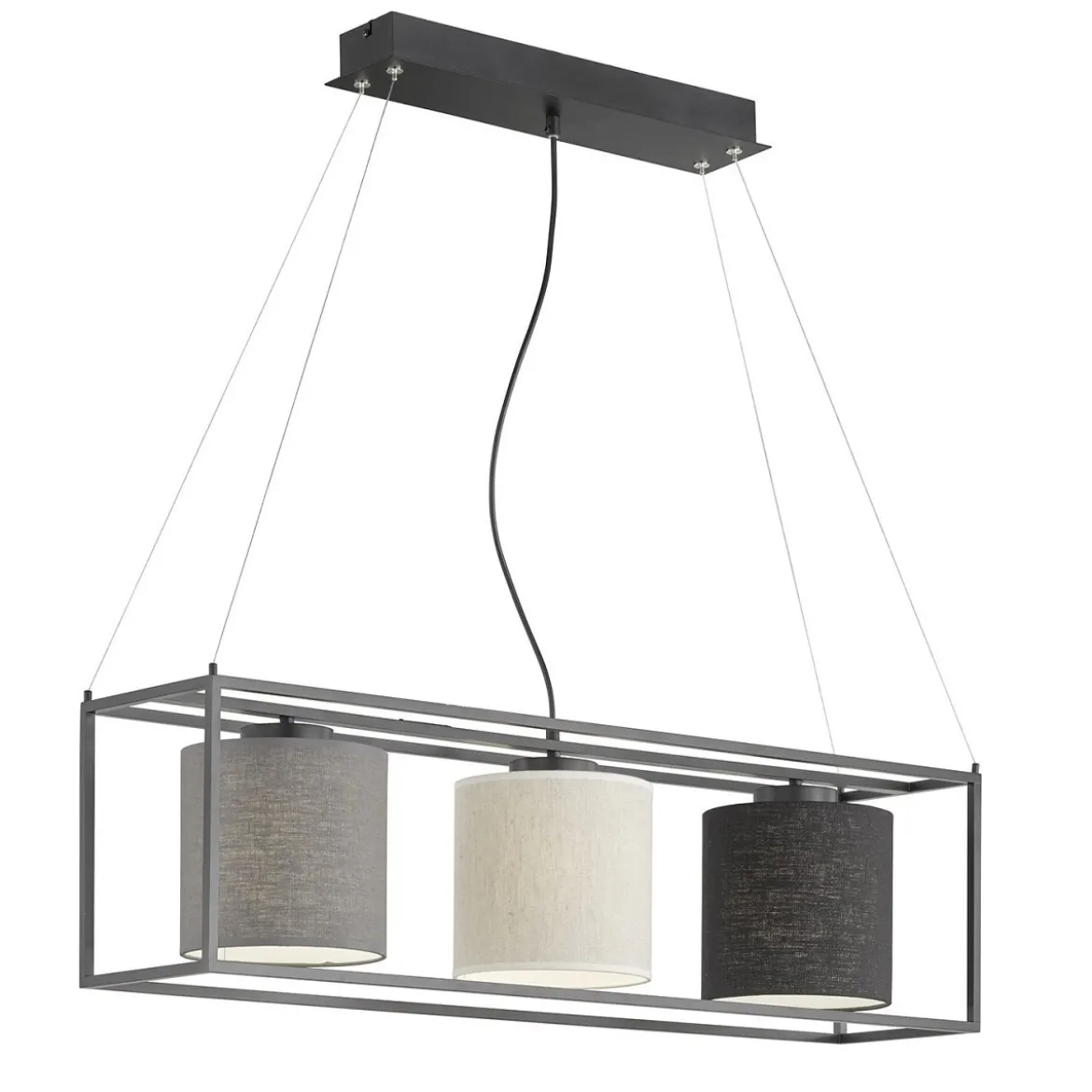Fischer & Honsel 60809 Pendelleuchte Gilli 3-flammig schwarz sand grau