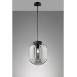 Fischer & Honsel 60893 Pendelleuchte Regi schwarz matt Glas rauchfarben