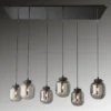 Fischer & Honsel 60900 Pendelleuchte Regi 6-flammig schwarz matt Glas rauchfarben
