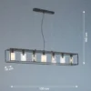 Fischer & Honsel 60909 Pendelleuchte Iska 7-flammig schwarz Glas rauchfarben klar