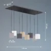 Fischer & Honsel 60956 Pendelleuchte Isko 8-flammig sandschwarz Stoffschirme
