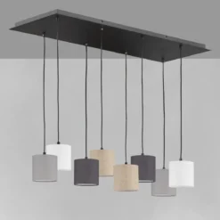 Fischer & Honsel 60956 Pendelleuchte Isko 8-flammig sandschwarz Stoffschirme