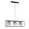 Fischer & Honsel 61028 Pendelleuchte Samu 3-flammig schwarz Glas rauchfarben zu klar