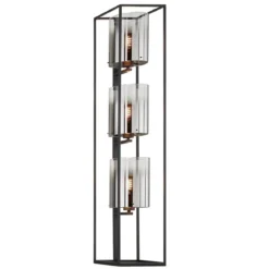 Fischer & Honsel 40419 Stehleuchte Samu 3-flammig schwarz Glas rauchfarben klar