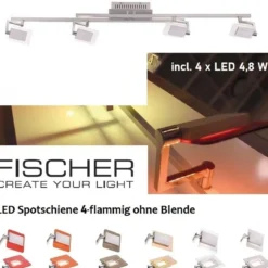 Fischer m6 LED 7 No. 16564  LED Deckenbogen ohne Glas 4-flammig aluminiumfarben dimmbar