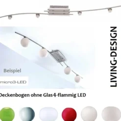 Fischer m6 micro 3 No. 16624 LED Deckkenbogen ohne Glas 4-flammig nickelfarben chrom