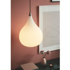 Halo Design No. 405821 LED Pendelleuchte DROPS, opal-alu gebürstet Ø 38