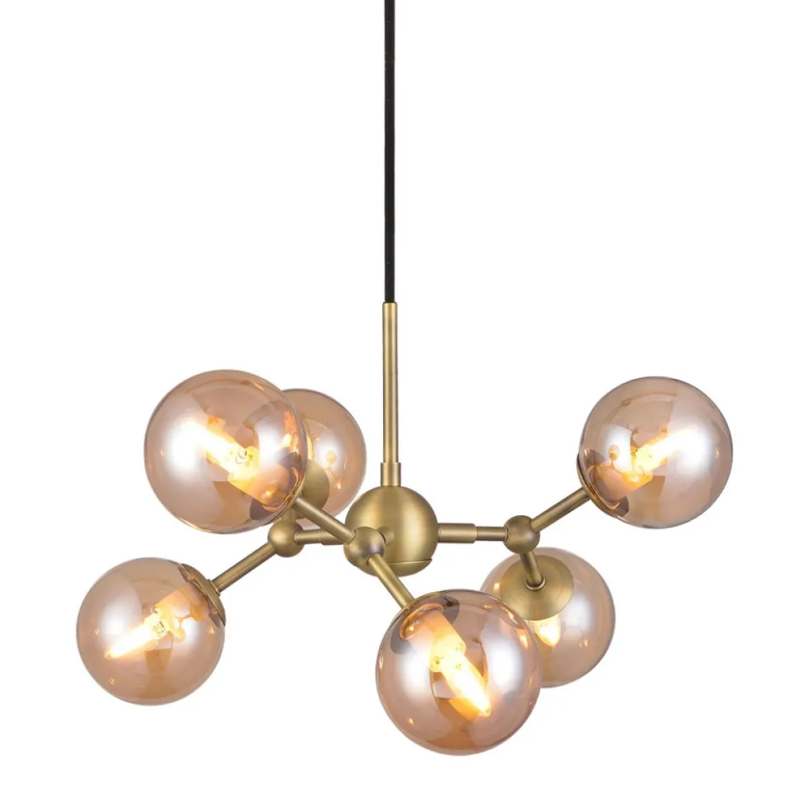 Halo Design No. 736560 LED Pendelleuchte ATOM by E. Patton Amber Messing 45cm