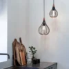 Halo Design No. 990914 LED Pendelleuchte DROPS, schwarz matt-Holz Ø 30