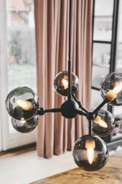 Halo Design No. 736553 LED Pendelleuchte ATOM by E. Patton Schwarz Rauchglas Ø 45