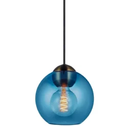 Halo Design 743087 Pendelleuchte Bubbles E27 blau 18cm