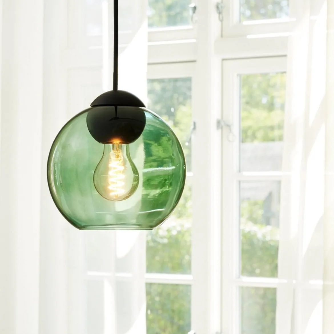 Halo Design 743094 Pendelleuchte Bubbles E27 grün 18cm