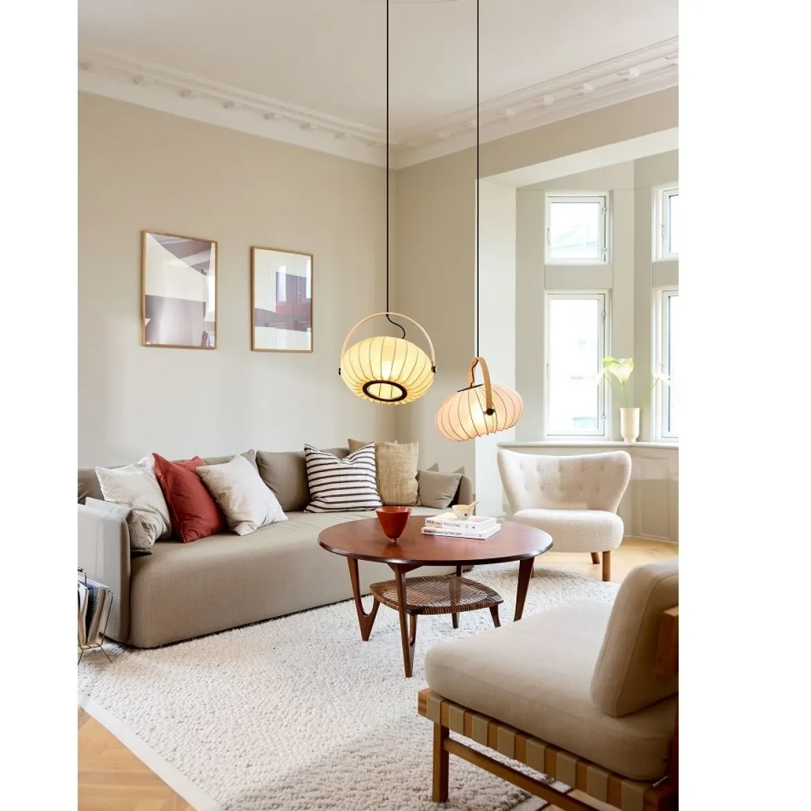 Halo Design 746354 Pendelleuchte DC Textile 40cm Steingrau E27