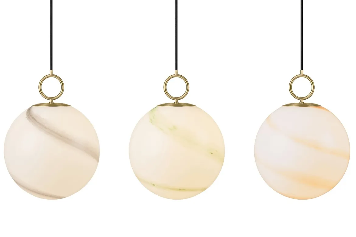 Halo Design 745647 Pendelleuchte Stockholm 30cm Glas marmor grau
