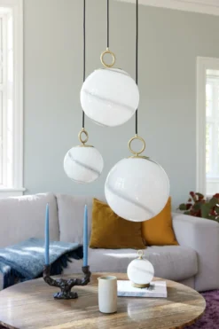 Halo Design 745647 Pendelleuchte Stockholm 30cm Glas marmor grau