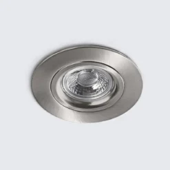 Heitronic 500954 LED Einbaustrahler nickel matt rund schwenkbar IP44 dim-to-warm