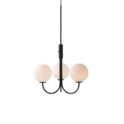 Herstal Ballon Pendelleuchte schwarz Glas opal G9