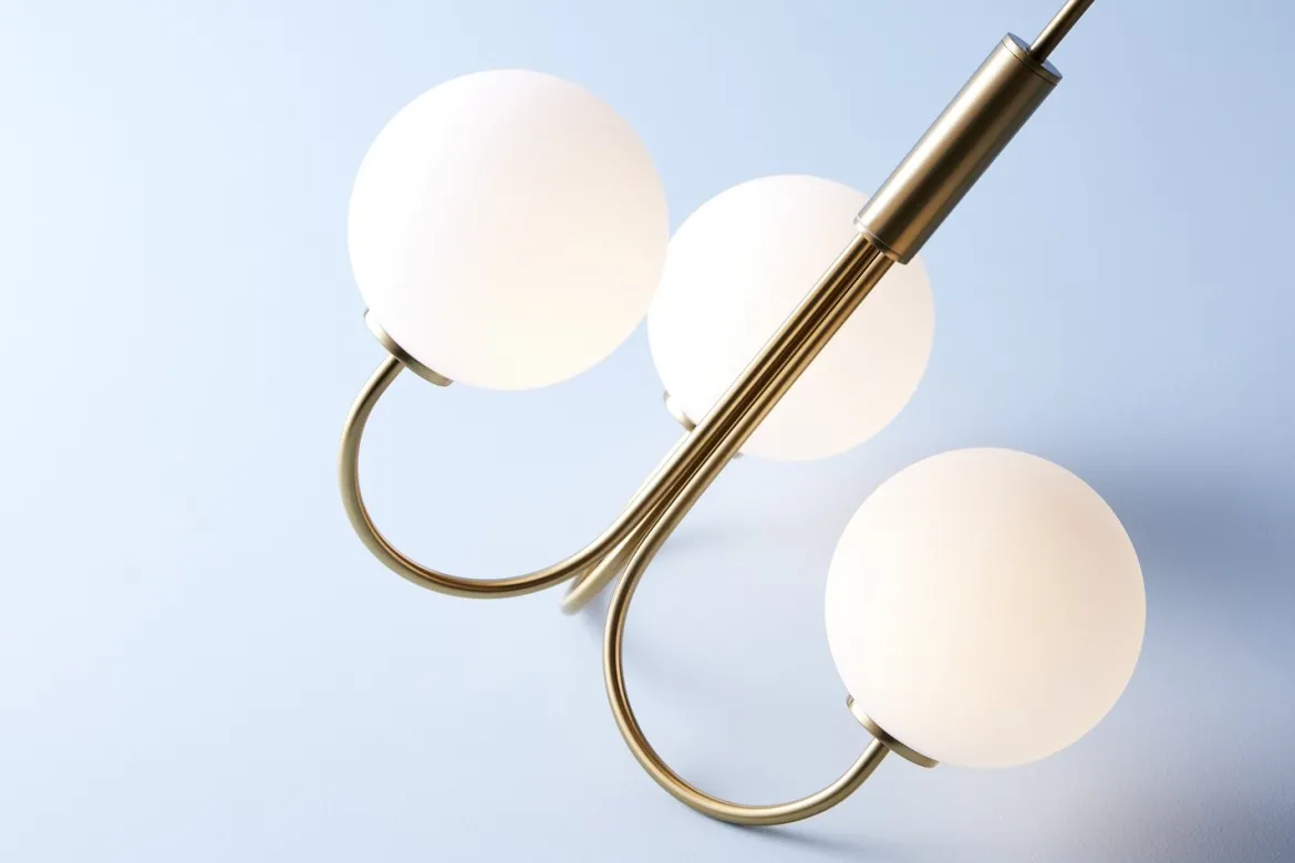 Herstal Ballon Pendelleuchte messing matt Glas opal G9
