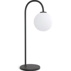 Herstal Ballon Tischleuchte schwarz Glas opal G9 53cm