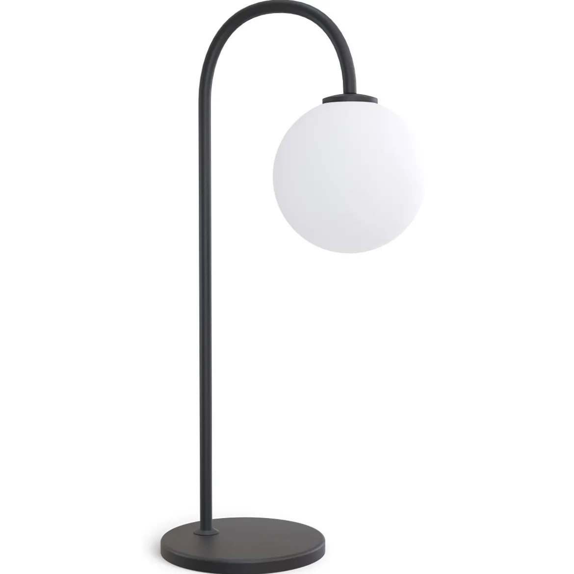 Herstal Ballon Tischleuchte schwarz Glas opal G9 53cm
